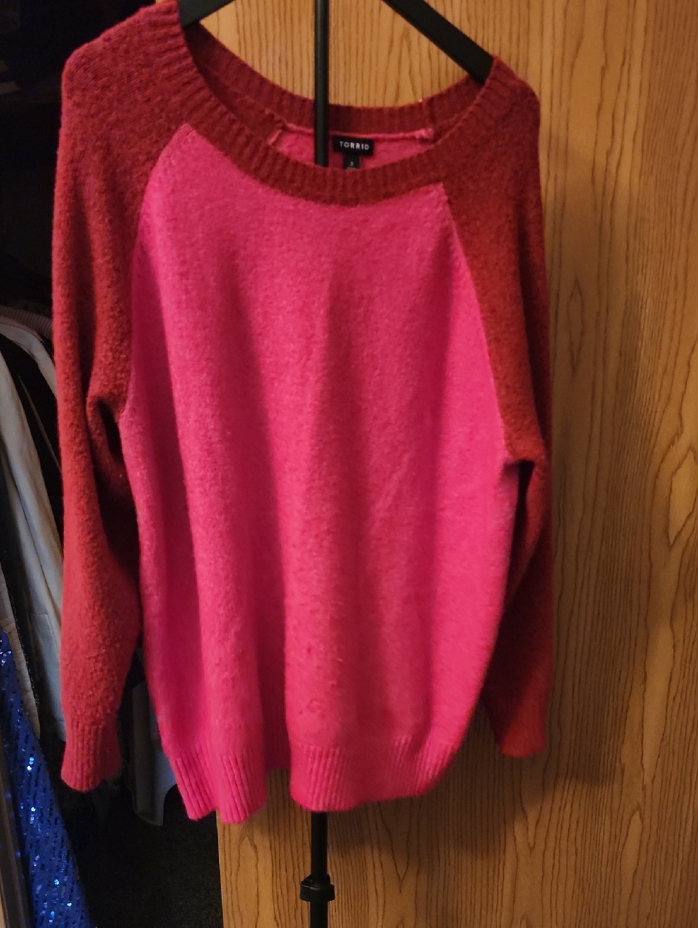 torrid Two-Tone Pink and Burgundy Crewneck Sweater